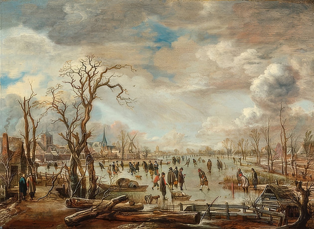 氷の楽しい冬の風景。 1655年頃 作： アールト・ファン・デル・ニール