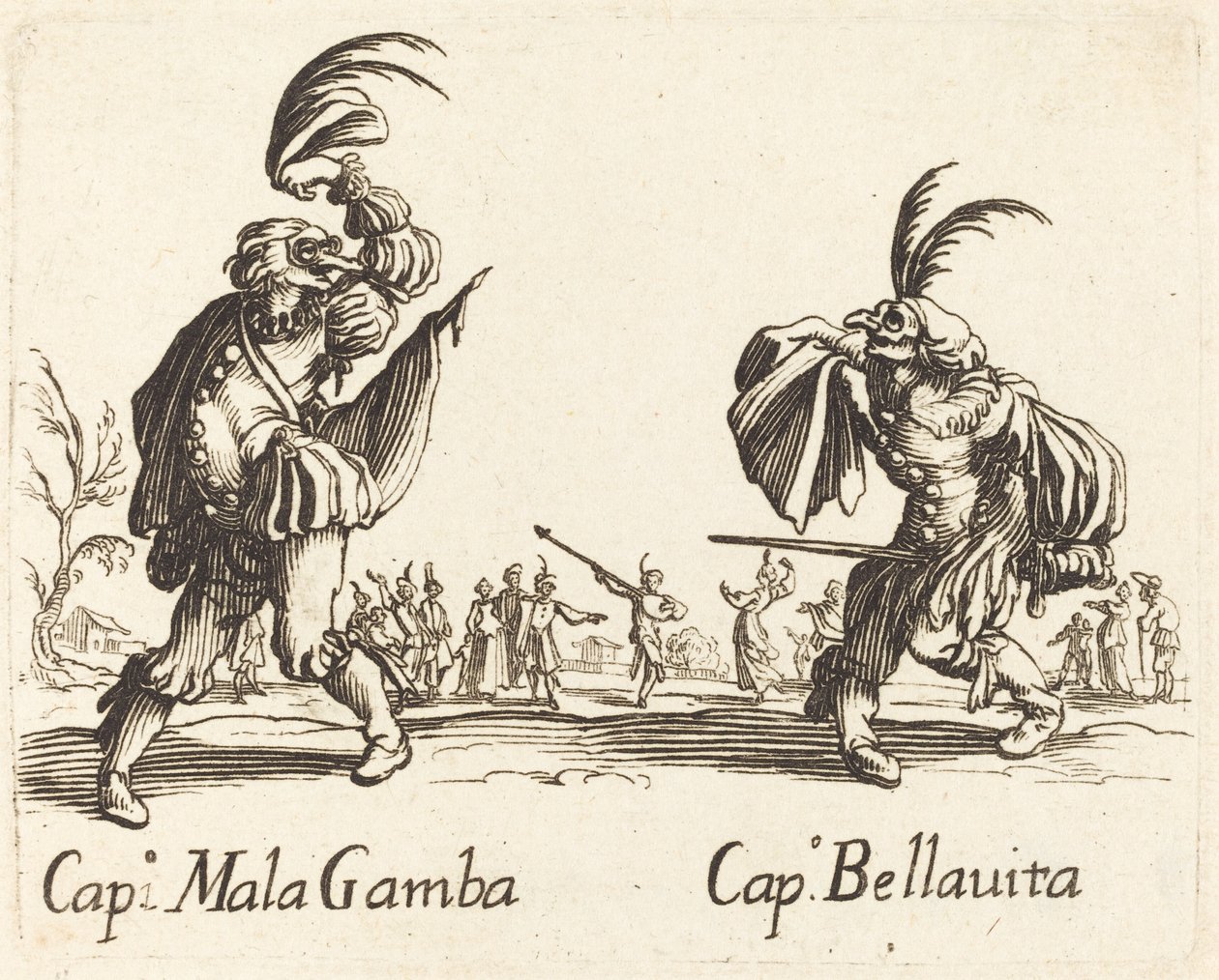 Cap. Mala Gamba と Cap. Bellavita 作： ジャック・カロに倣って
