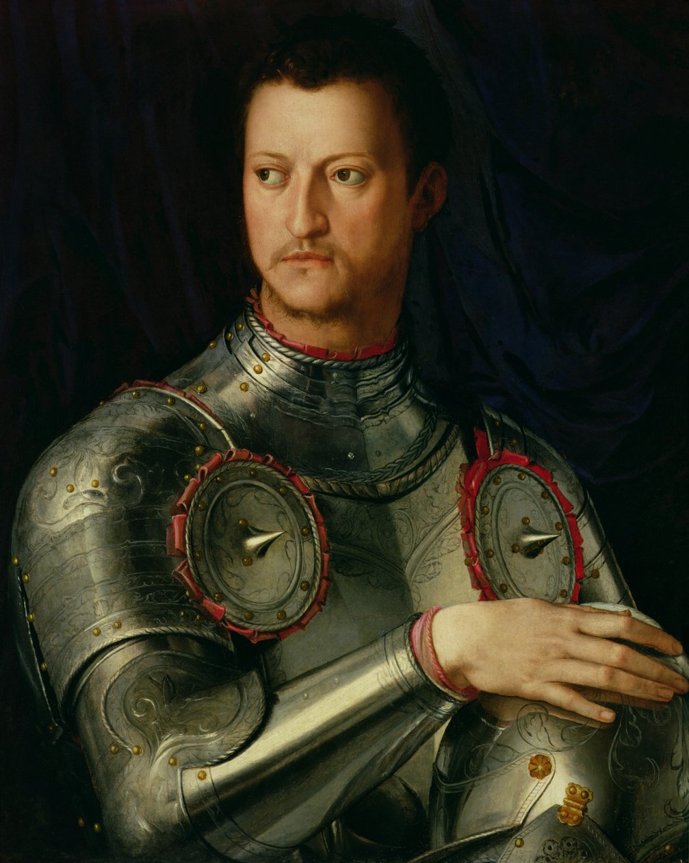コジモ1世の肖像画（1519-74）de Medici（tempera on panel） 作： アーニョロ・ブロンズィーノ