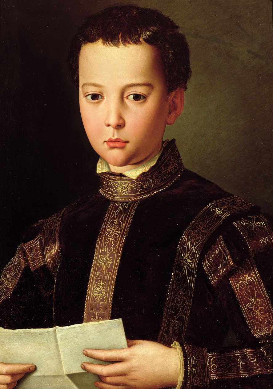 フランチェスコ・イ・ド・メディチ（1541-87）の少年としての肖像、1551年（パネル上のテンペラ） 作： アーニョロ・ブロンズィーノ