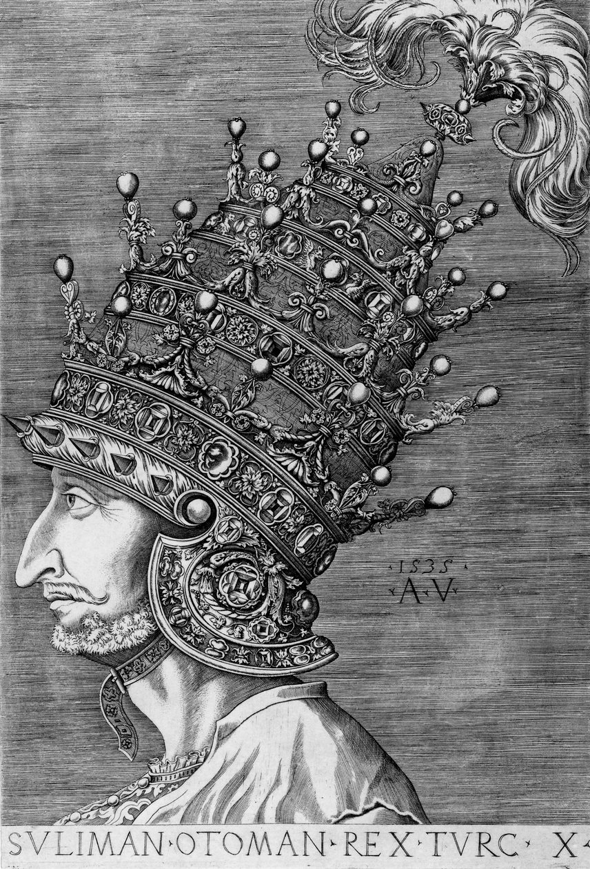 壮大なスレイマン（1494-1566）、1535 作： アゴスティーノムシ