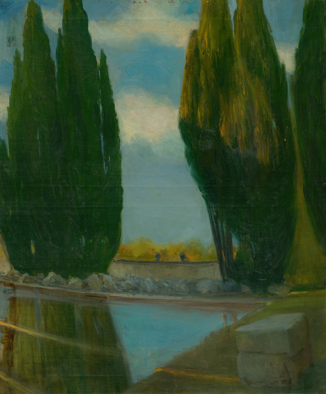 湖のある風景、1890〜98年頃（キャンバスに油彩） 作： Akos Aranyossy