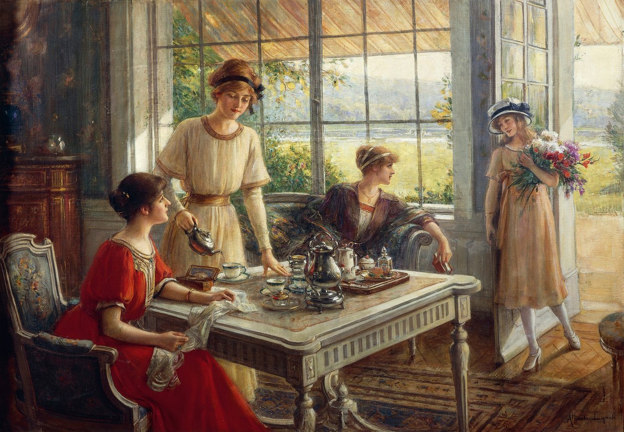 アルバート・リンチ作「お茶を飲む女性」（1851-1912） 作： アルバートリンチ