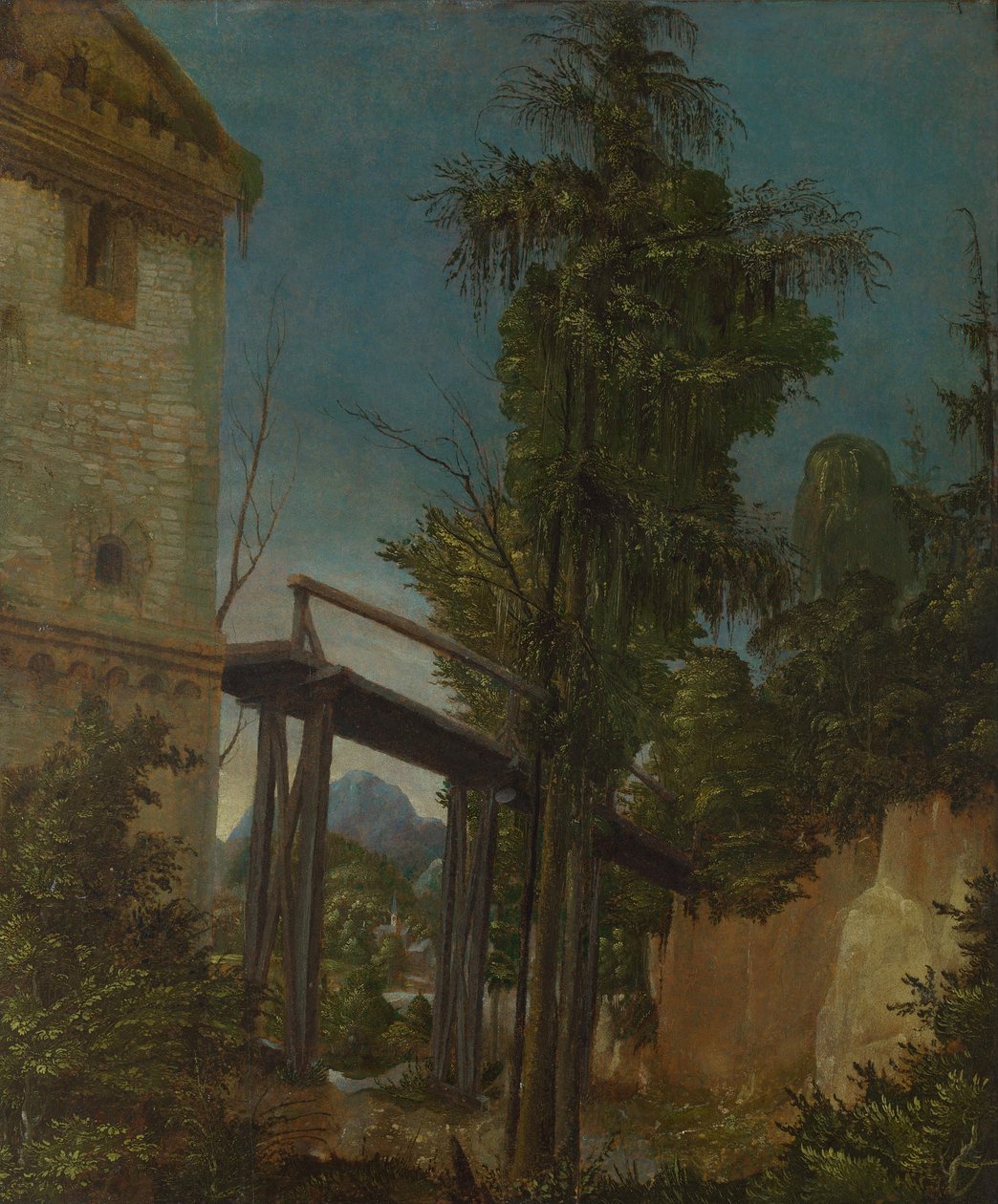 歩道橋のある風景、c.1518-20 作： アルブレヒト・アルトドルファー