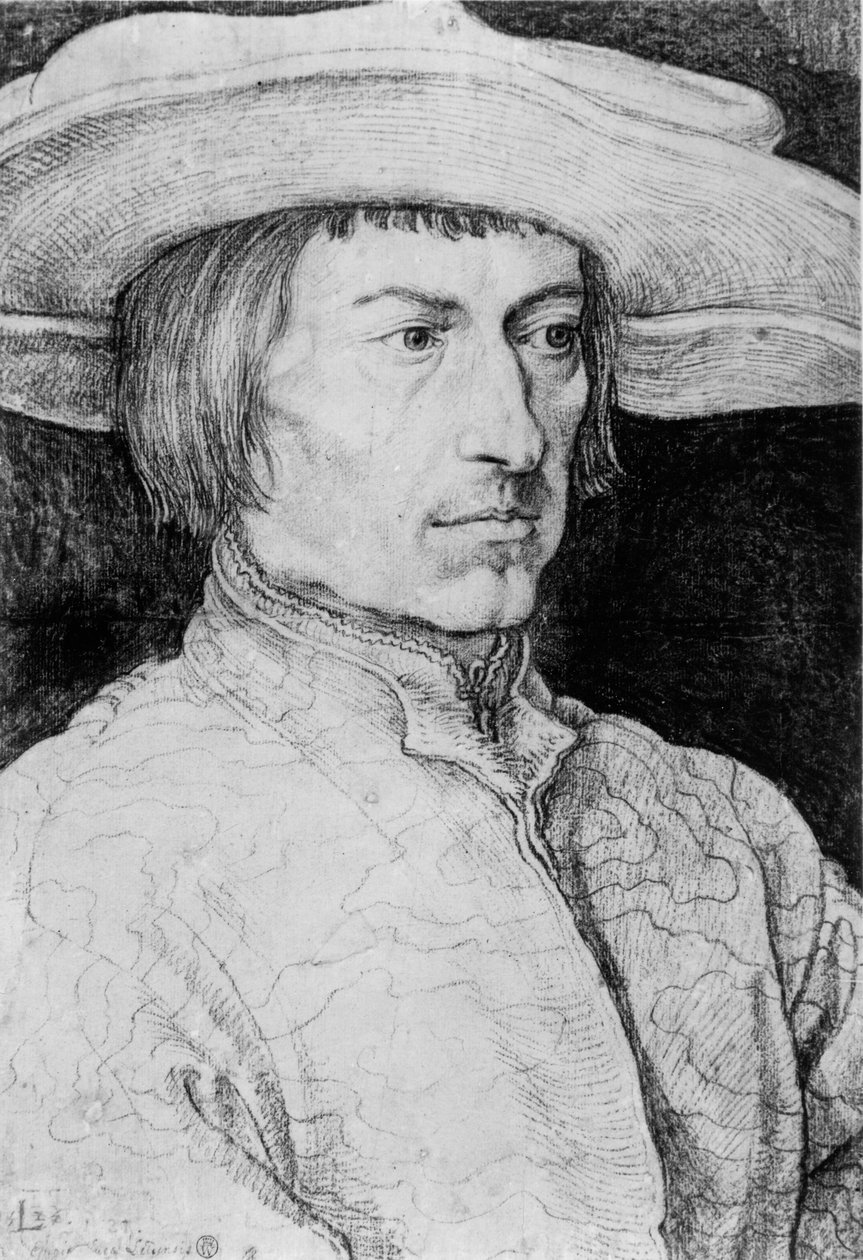 見知らぬ男の肖像、1525年（木炭） 作： アルブレヒト・デューラー