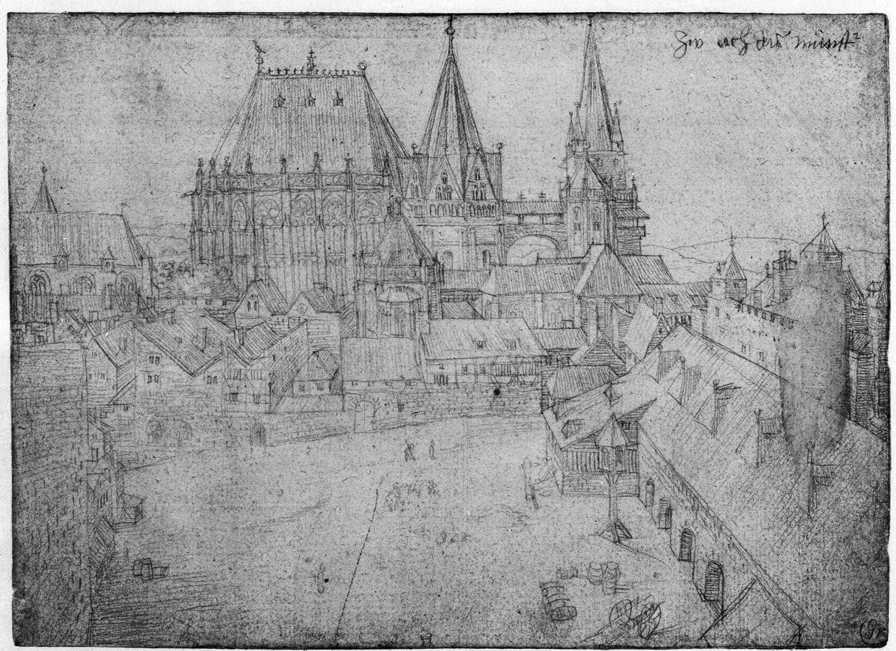 アーヘンの大聖堂、1520（紙のシルバーポイント） 作： アルブレヒト・デューラー