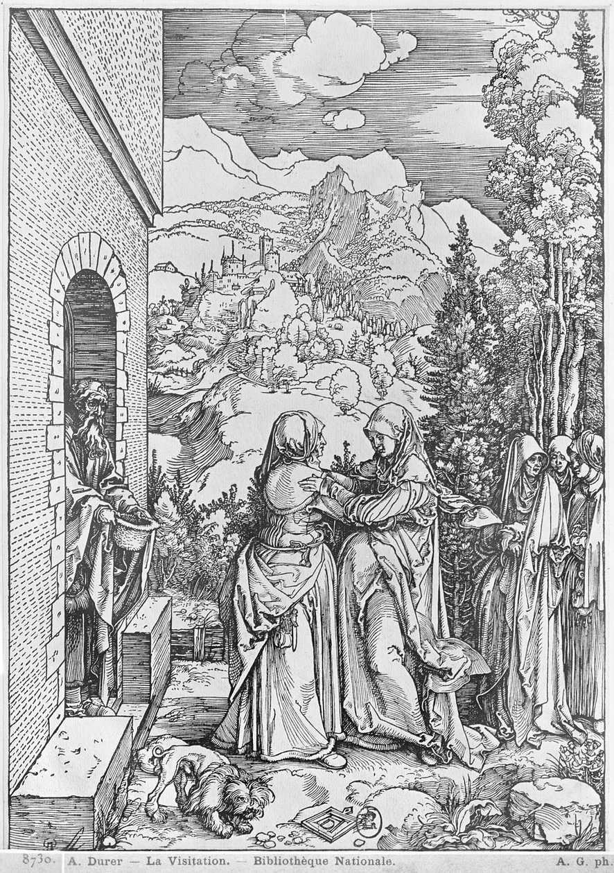 「聖母の生涯」シリーズの訪問、c.1503 作： アルブレヒト・デューラー