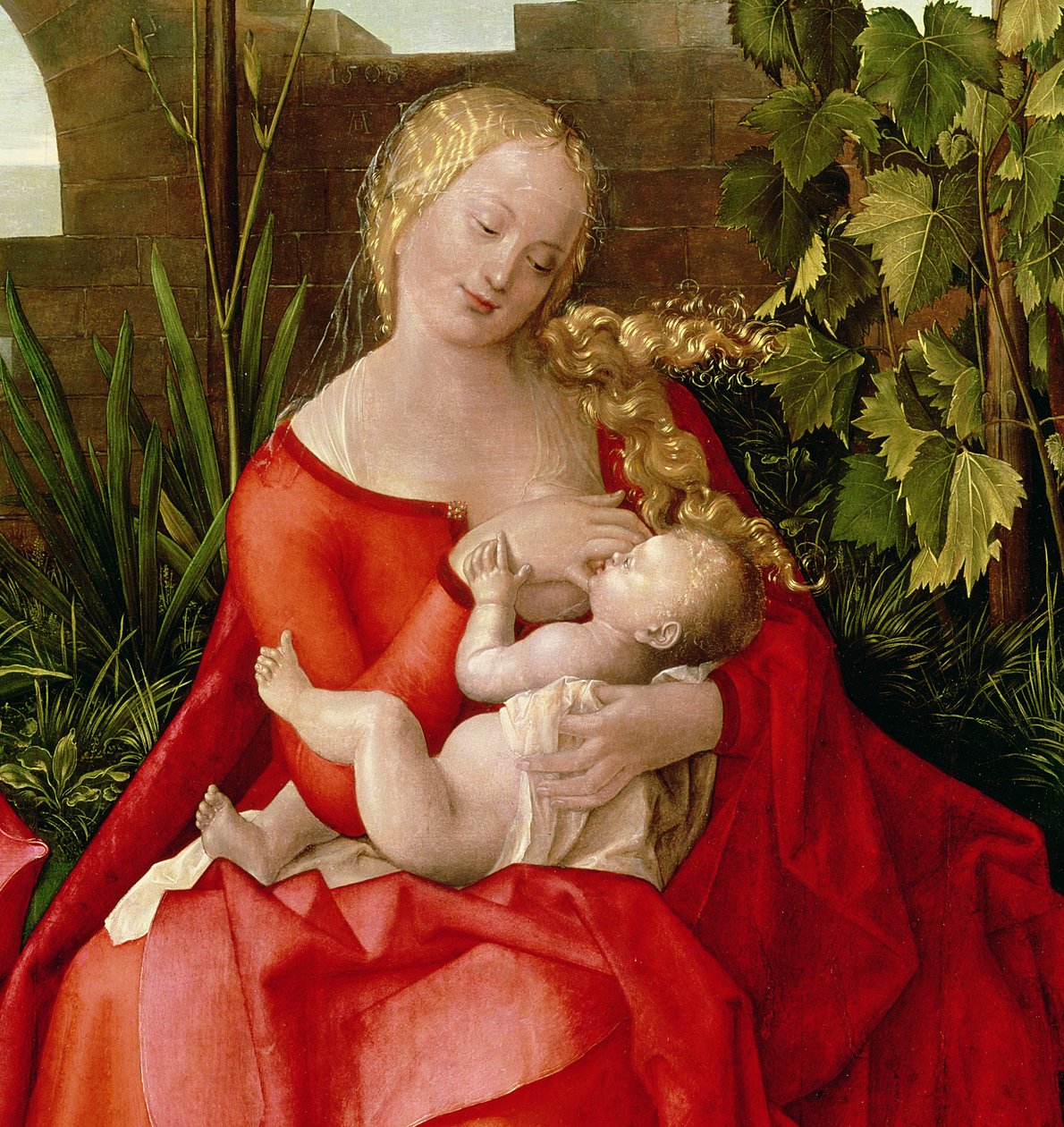 聖母子「虹彩のマドンナ」、1508（パネル上のテンペラ）（22578の詳細） 作： アルブレヒト・デューラー