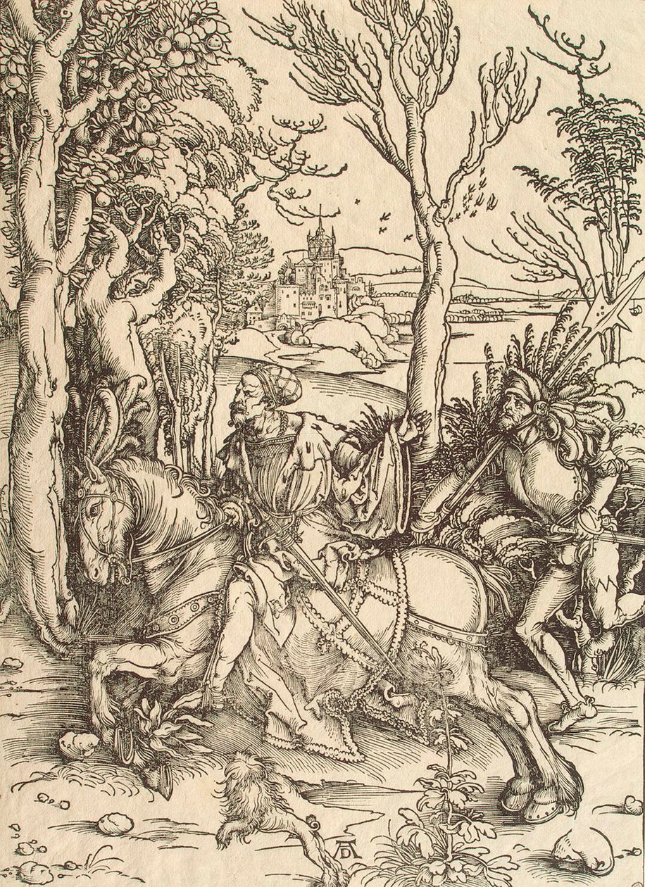 騎士とランスクネ、c1497。 作： アルブレヒト・デューラー