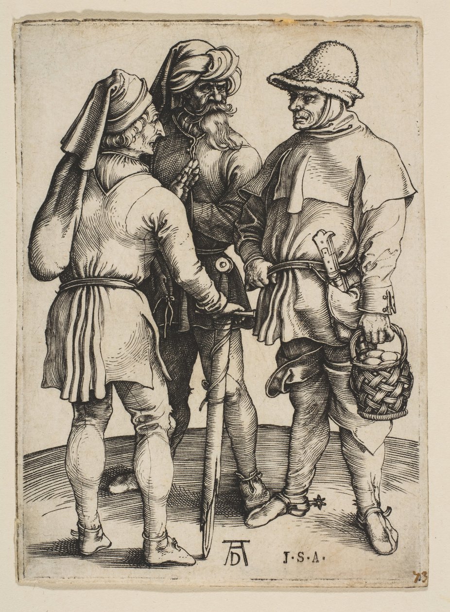 会話の3人の農民、ca。 1497。 作： アルブレヒト・デューラー