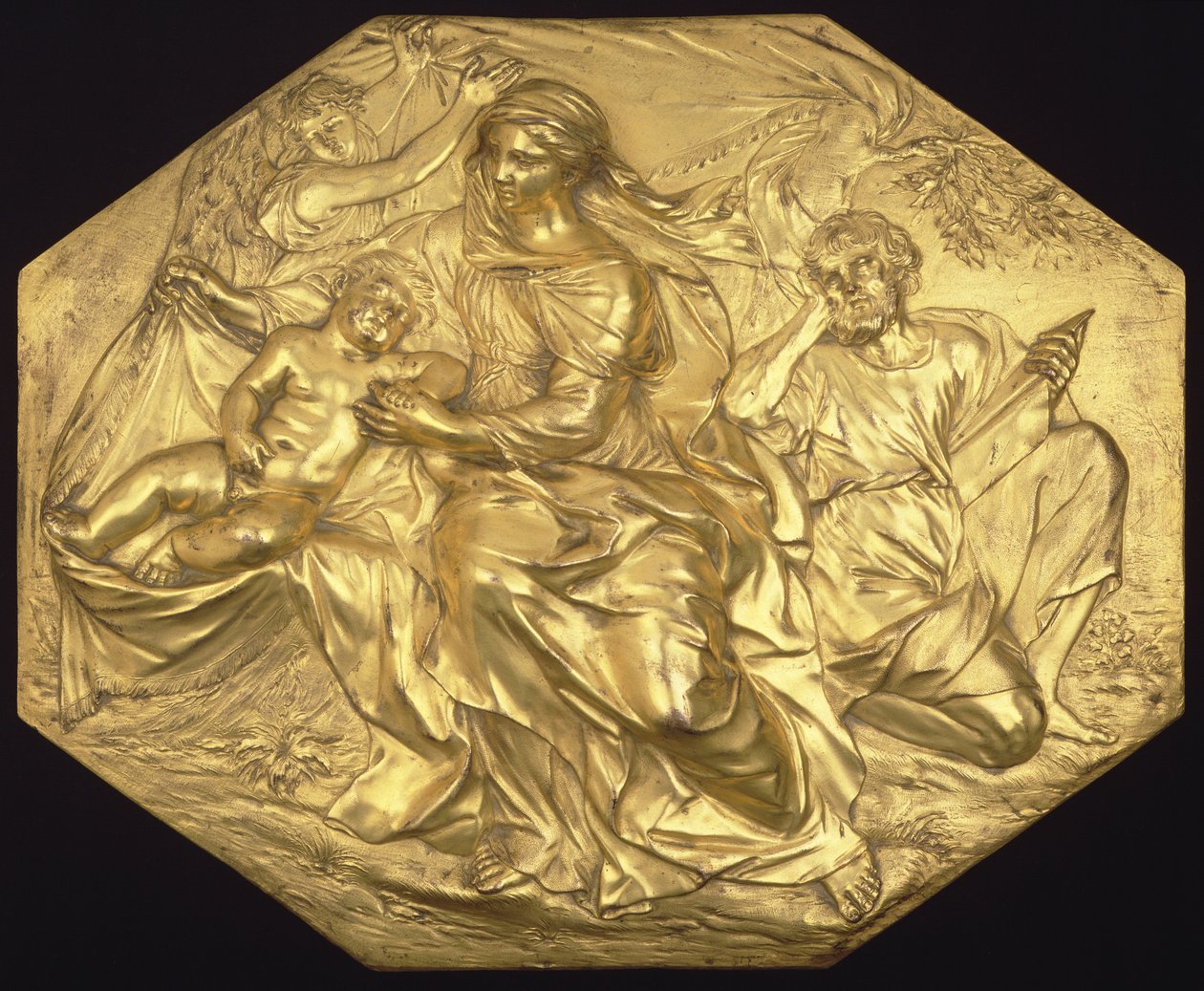 残りはエジプトへの飛行、救済、c.1635-40（金銅） 作： アレッサンドロ・アルガルディ