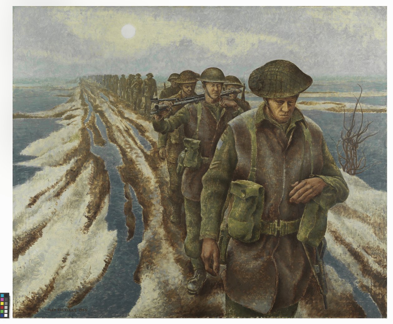 ナイメーヘン近郊の歩兵隊、1940年頃（油彩・キャンバス） 作： アレックス・コルヴィル