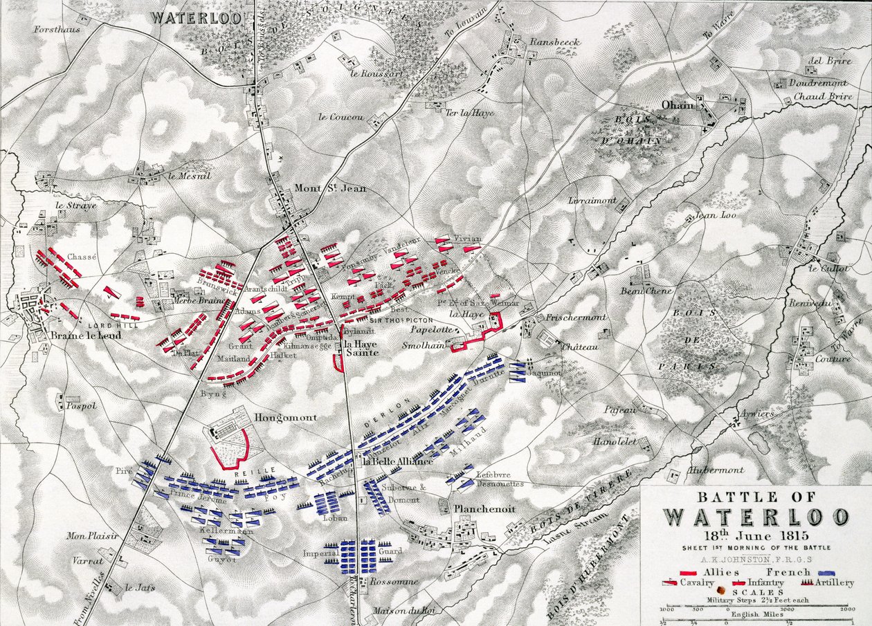 ウォータールーの戦い、1815年6月18日、シート1（193243も参照） 作： アレクサンダー・キース・ジョンストン