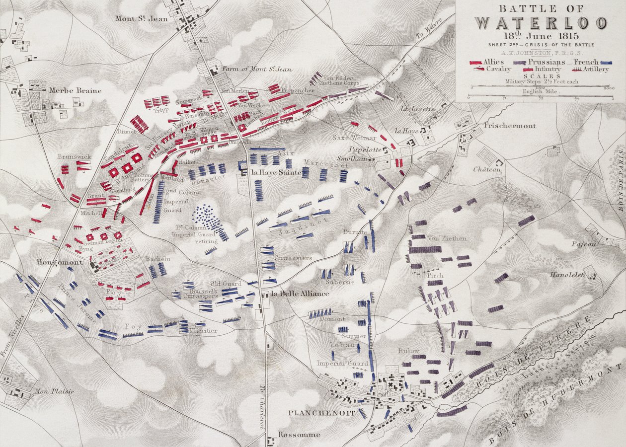 ウォータールーの戦い、1815年6月18日、シート2番目、戦いの危機（101886も参照） 作： アレクサンダー・キース・ジョンストン