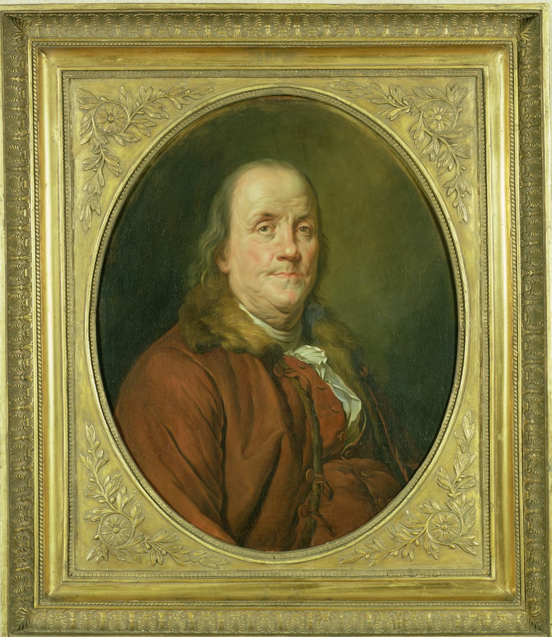 ジョセフ・シフレデ・デュプレシス（1725-1802）c.1780-90による肖像画の後のベンジャミン・フランクリンの肖像画 作： アレクサンダー・ロスリン