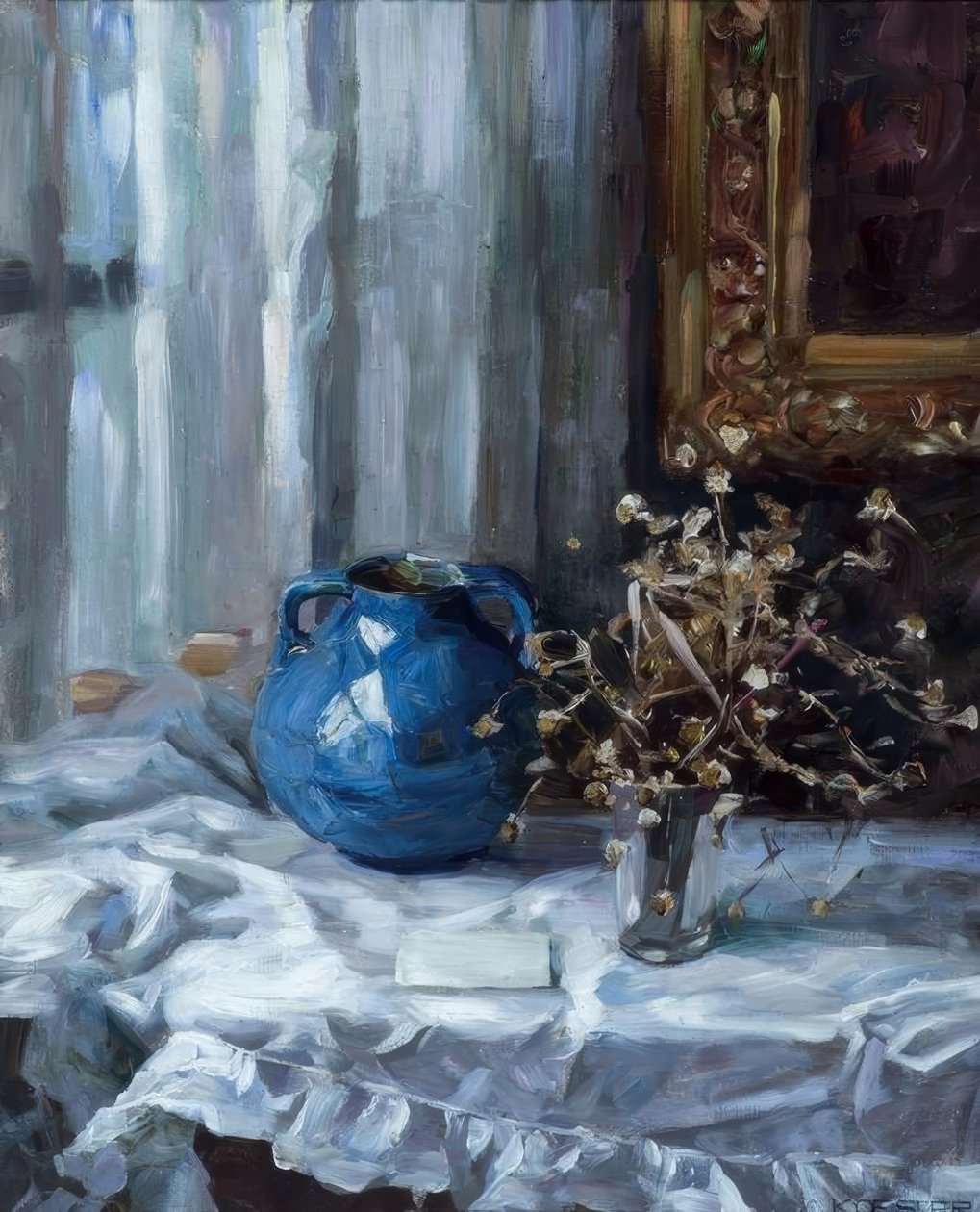 A.Koester、青い花瓶のある静物 作： アレクサンダー・コスター