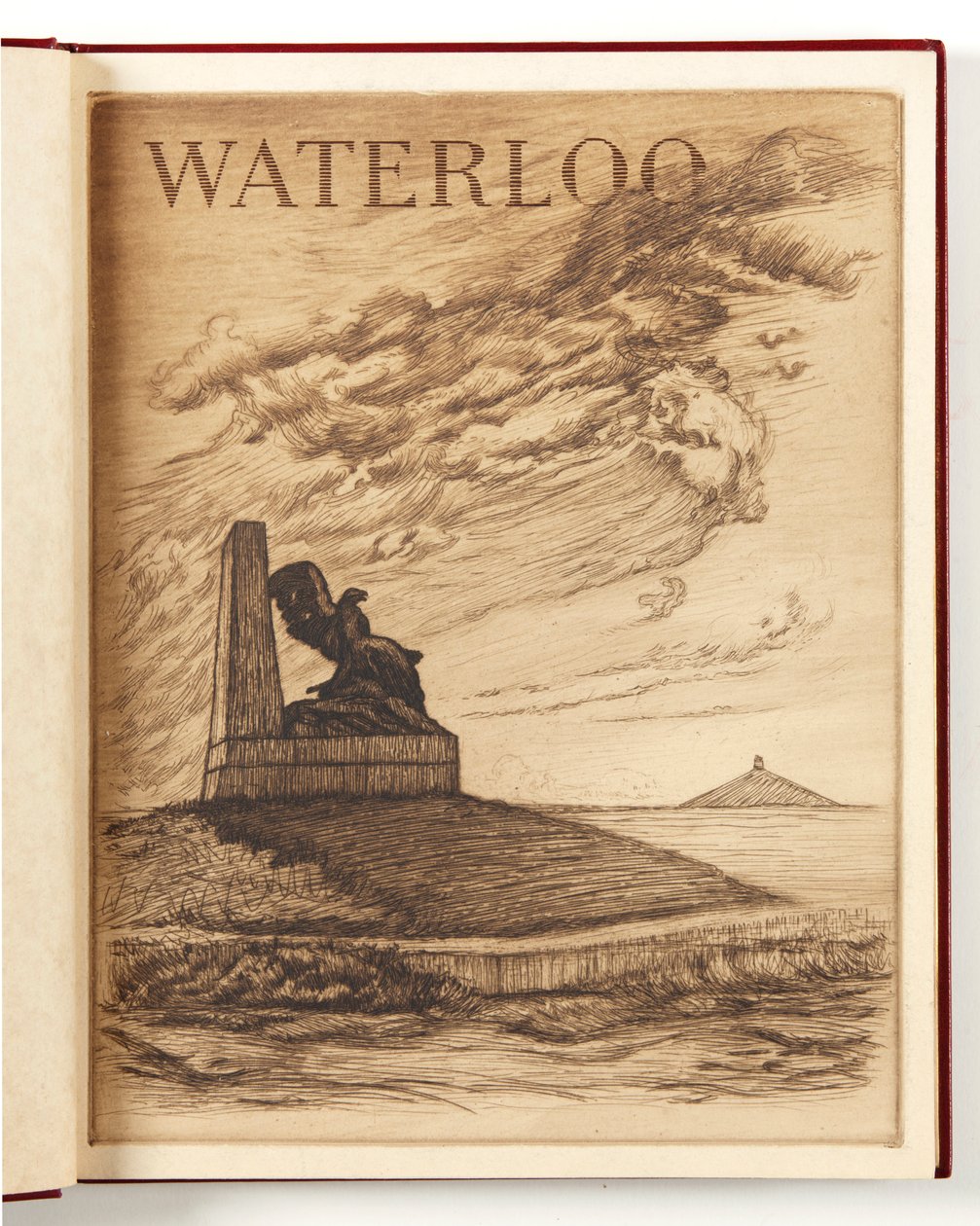 1915年の「Le champ de Bataille de Waterloo」からのジェナペへの道のフランス人の記念碑 作： アレクサンドル・トゥーピー