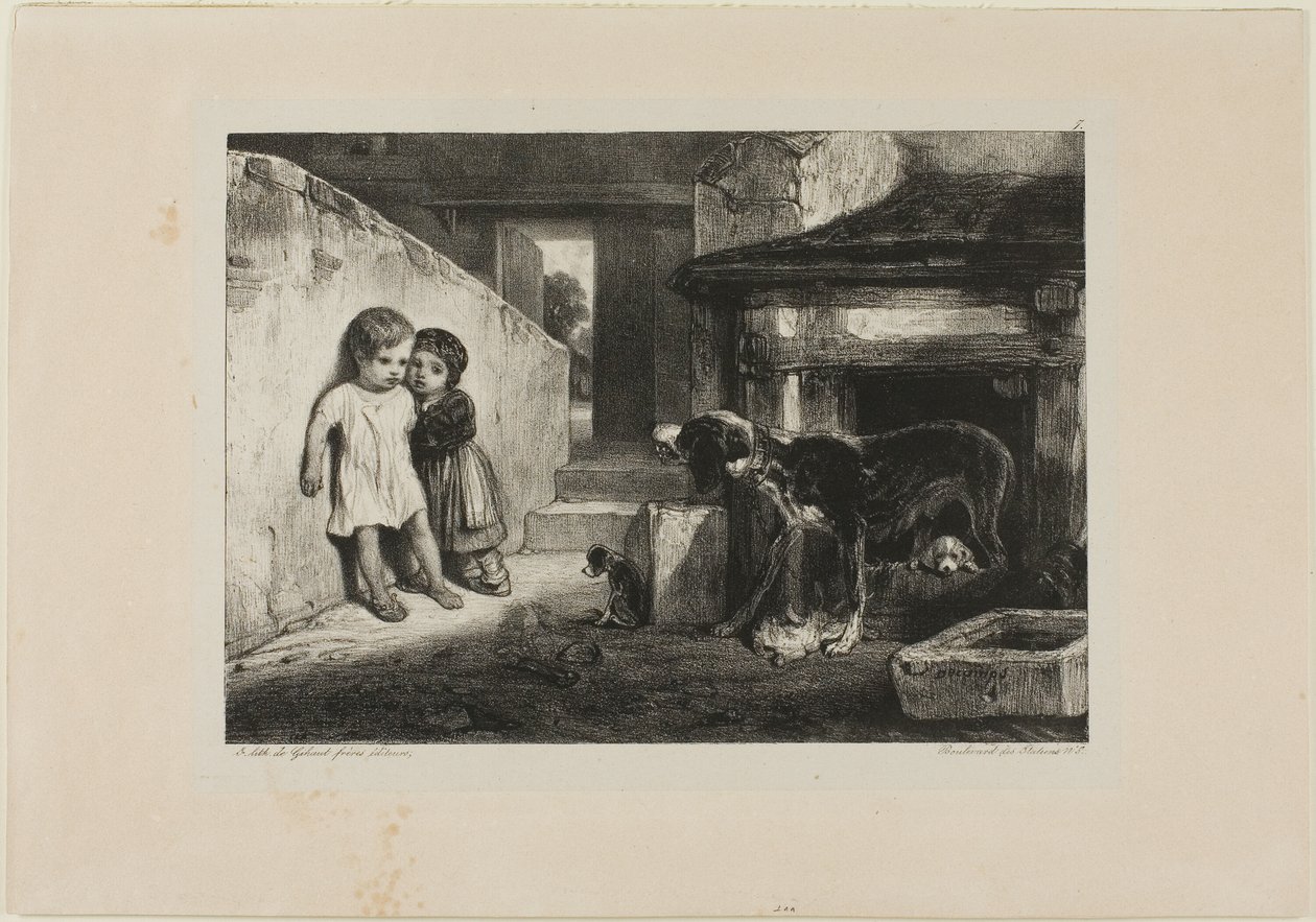 犬に怯える子供たち 作： Alexandre Gabriel Decamps