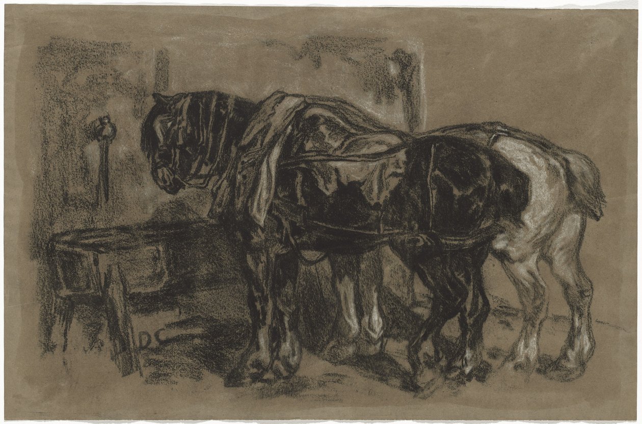 2 つのドラフト馬 作： Alexandre Gabriel Decamps
