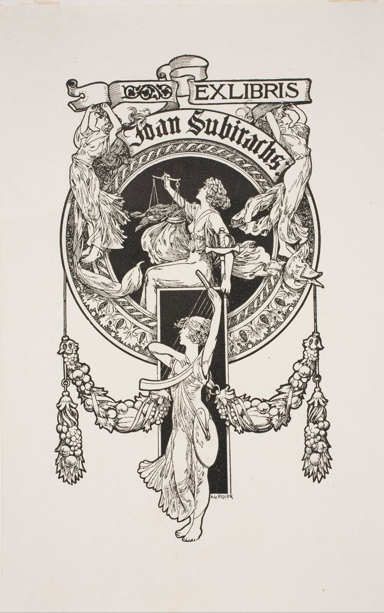 JoanSubirachsの蔵書票 作： アレクサンドル・ドゥ・リケル