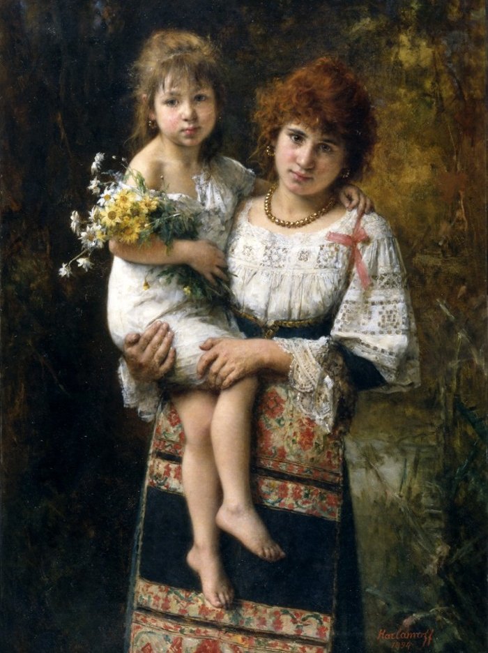 女性と子供 作： アレクセイ・ハラモフ
