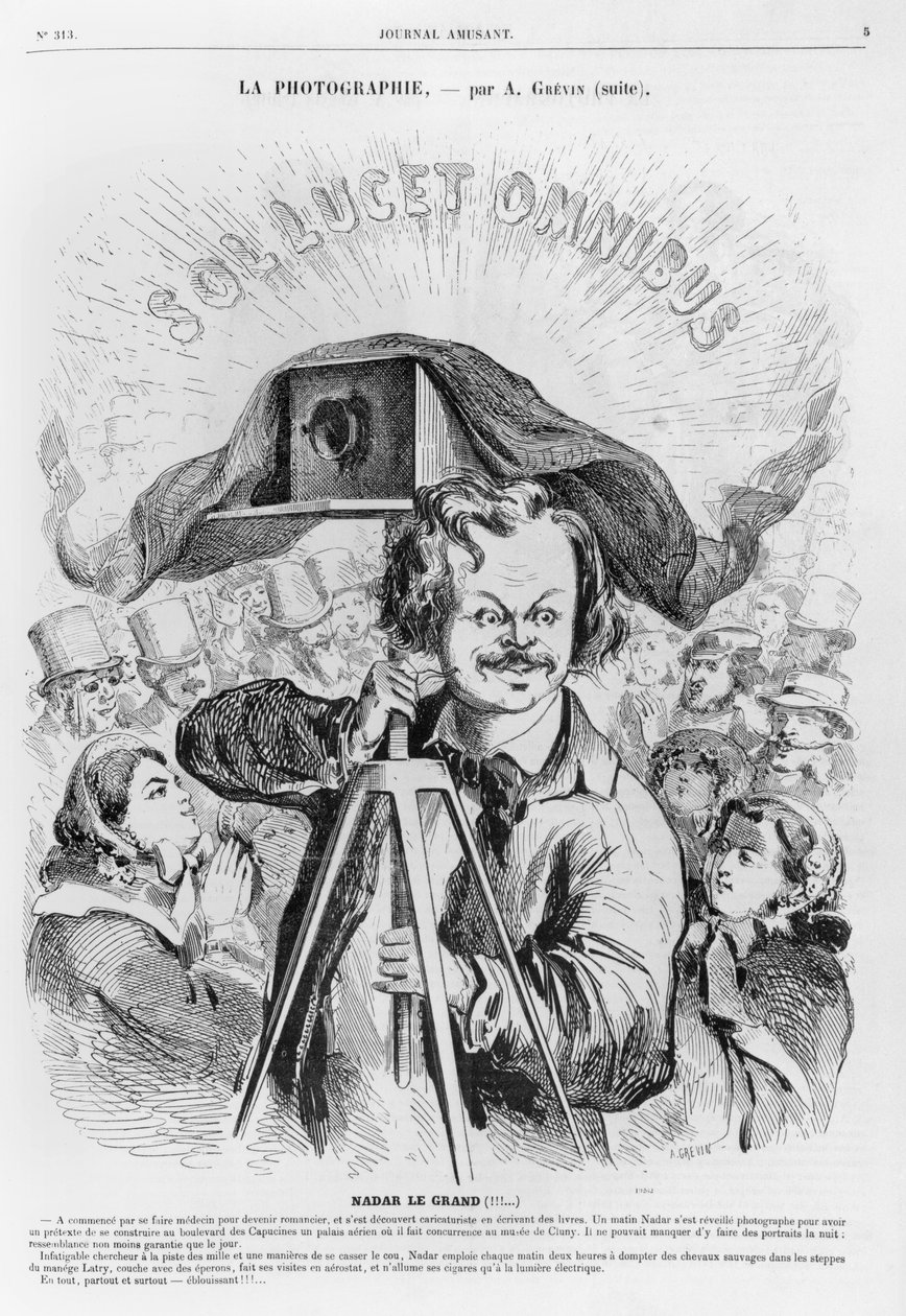 &39;La Photographie、Nadar（1820-1910）le grand（!!! ...&39;） &39;、caricature from&39; Le Journal amusant &39;、1861 作： アルフレッド・グレビン