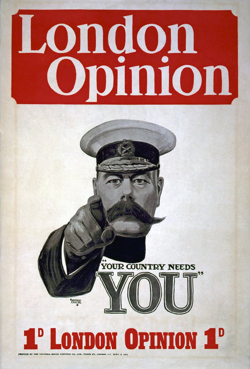 Your Country Needs YOU、ロンドン意見のポスター、1914年（529878も参照） 作： アルフレッド・リート