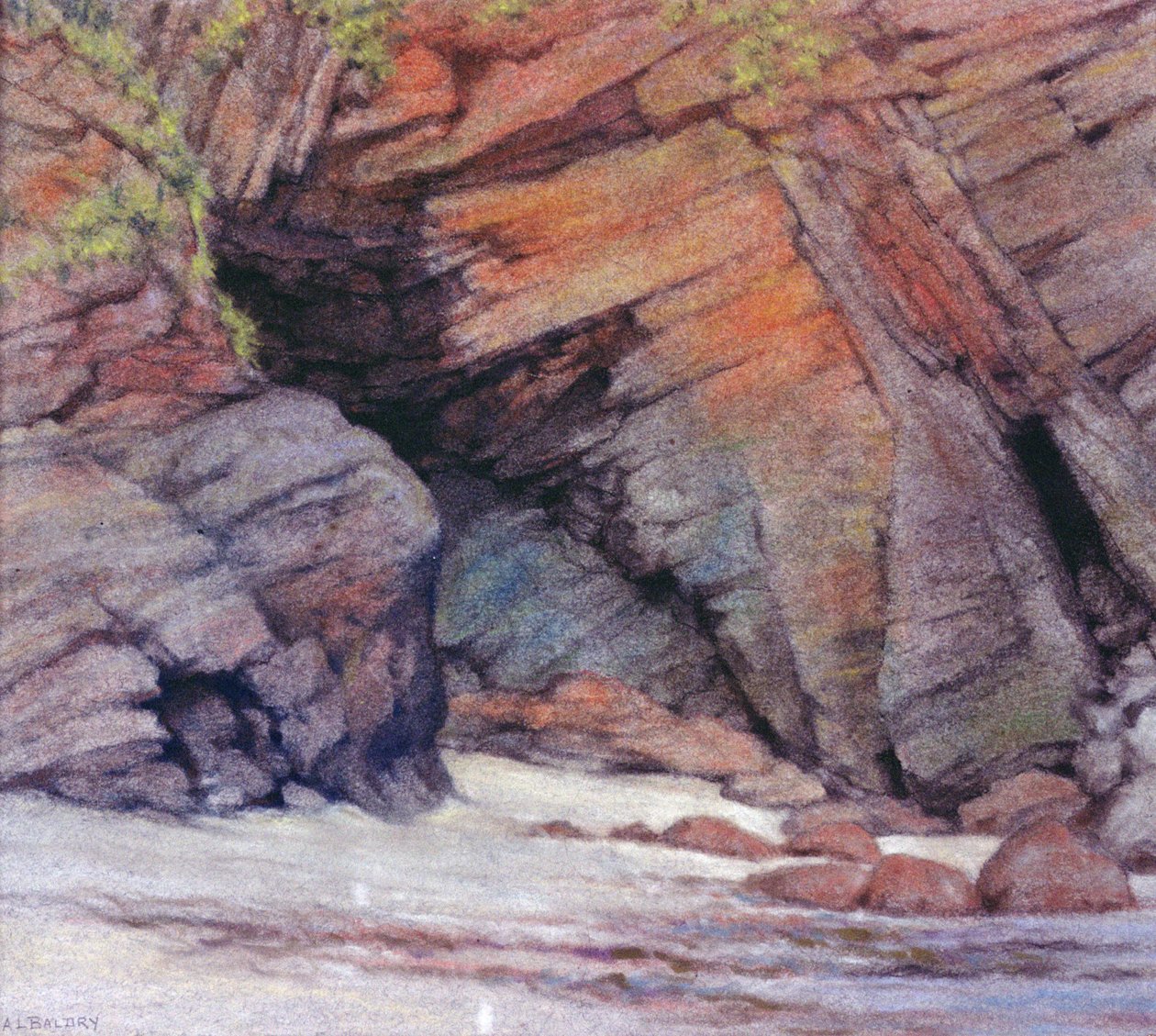 Rocks at Cadgwith、コーンウォール、1924（パステル） 作： アルフレッド・リス・バルドリー