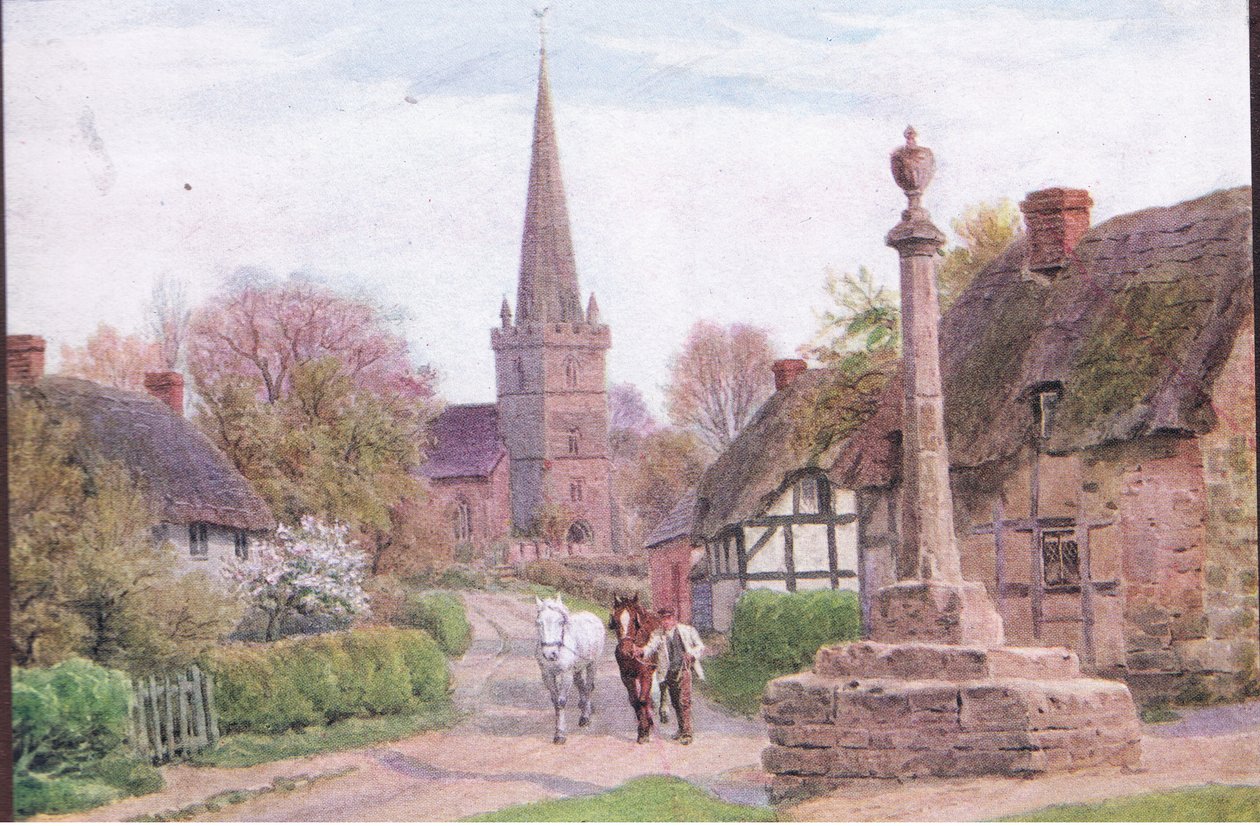 1912年にDent＆Sons Limitedが発行したThe Cottages and the Village Life of Rural Englandのチャイルズウィッカム、Nr Evesham、ウスター 作： アルフレッドロバートクイントン