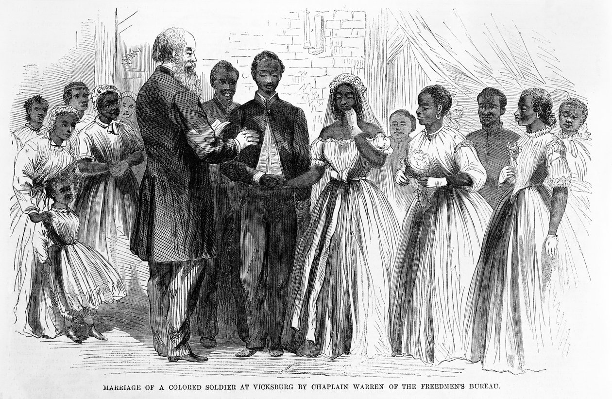Freedmens Bureau、PubのChaplain WarrenによるVicksburgでの着色された兵士の結婚。 1866 作： アルフレッド・ルドルフ・ウォード