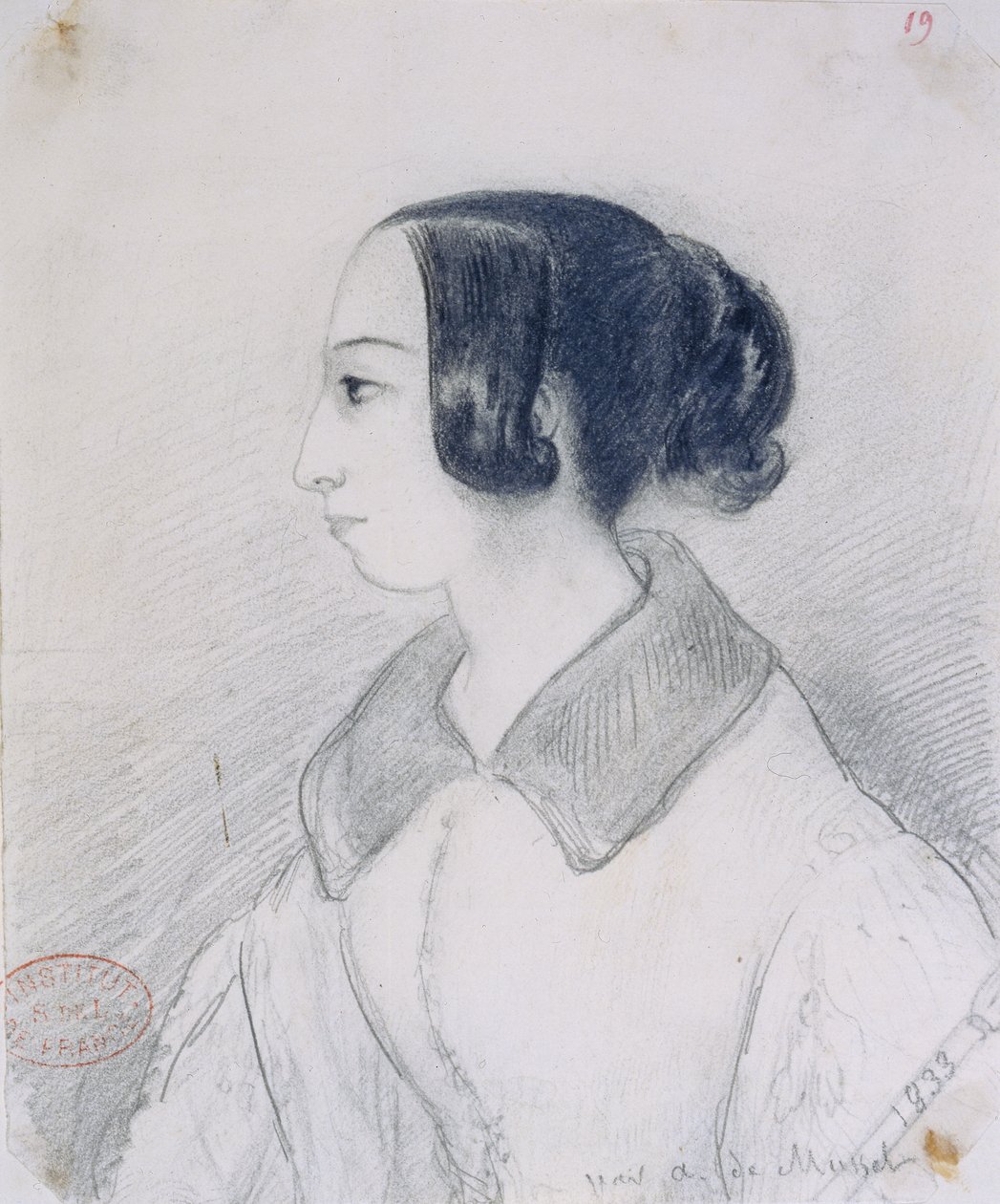 ジョージ・サンド（1804-76）プロフィール、1833 作： アルフレッド・デ・ムセ