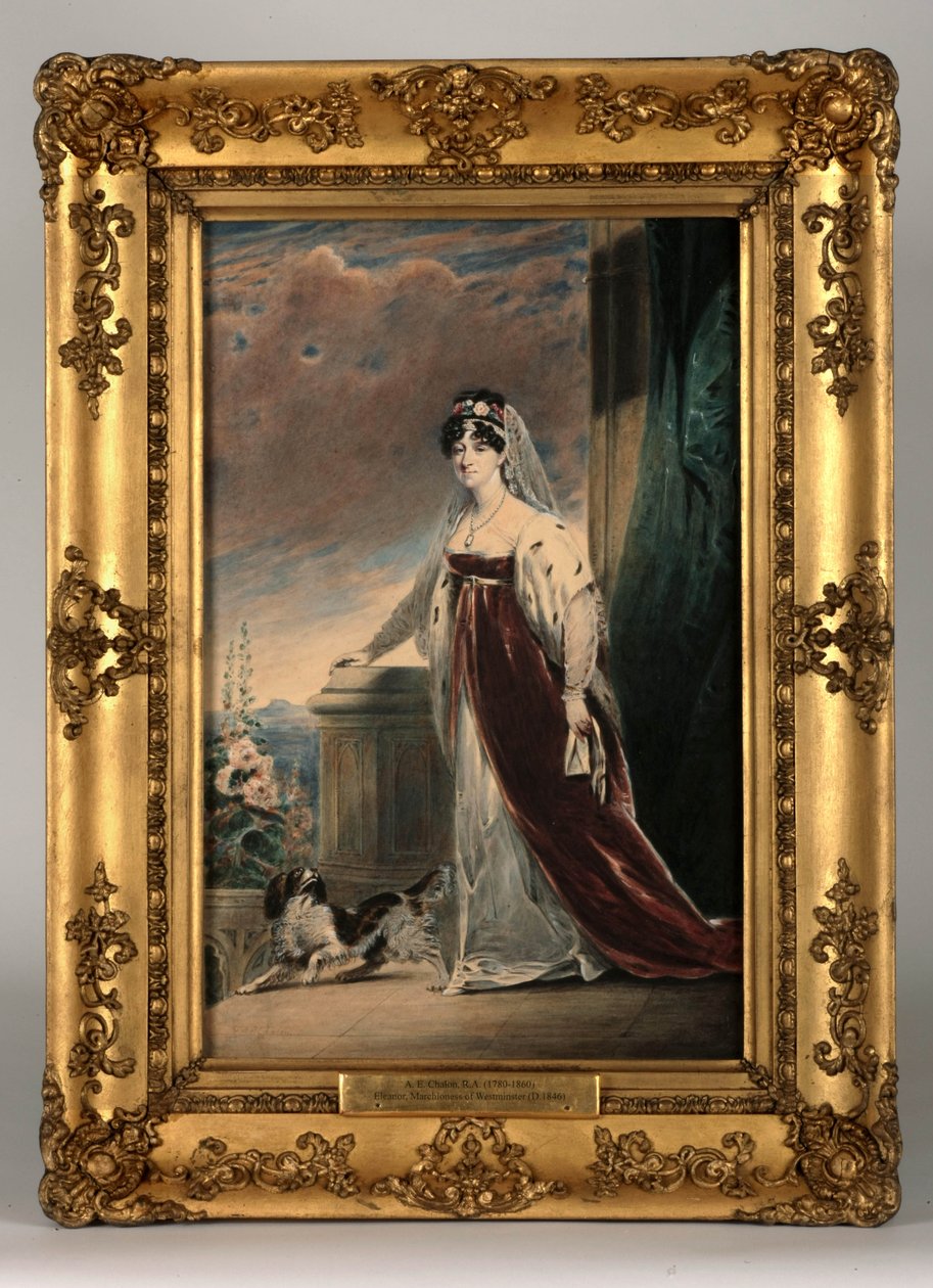 エレノア・イーガートン夫人の肖像、c.1820（紙とトイレットペーパーのボディカラー）（ペアについては328879を参照） 作： アルフレッド・エドワード・シャロン