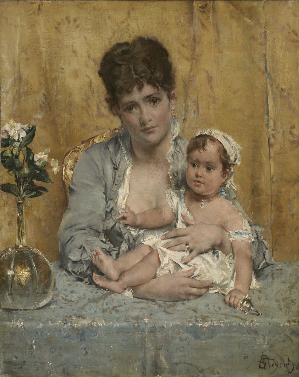 母と子、1875-80年頃 作： アルフレッド・エミール・スティーブンス