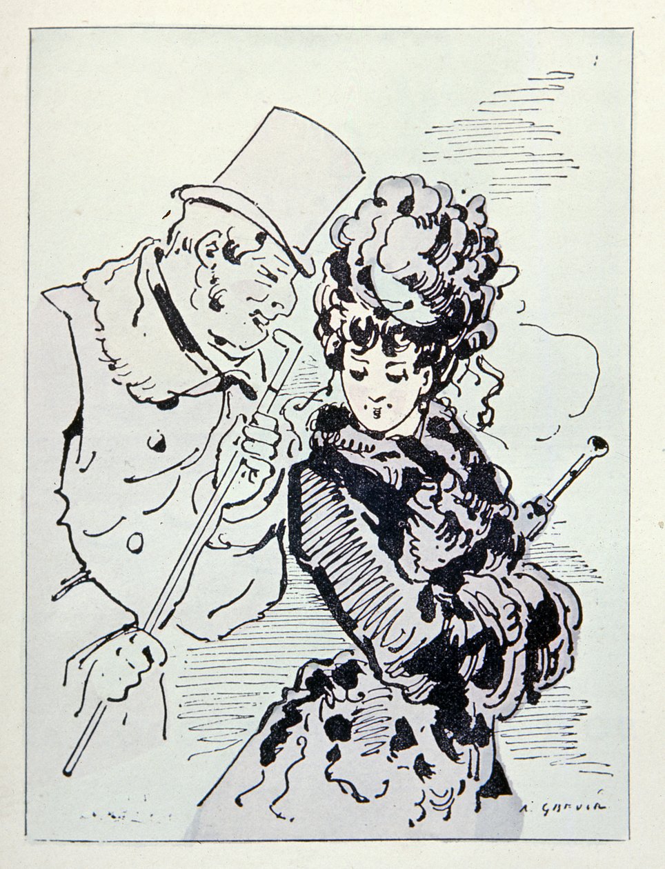 アスファルトでは、Les Parisiennes、c.1870からのイラスト 作： アルフレッド・グレビン