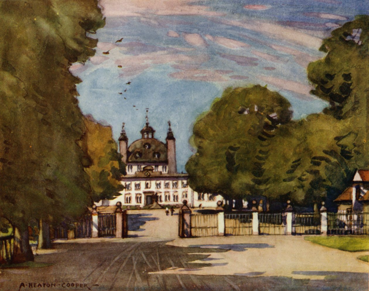 デンマーク: Fredensborg Palace (color litho) 作： アルフレッドヒートンクーパー