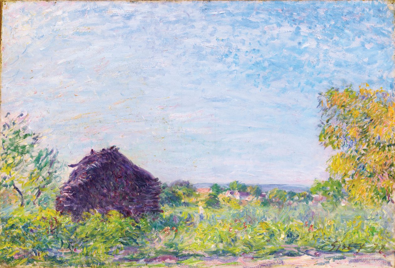 干し草の山、1877 作： アルフレッド・シスレー