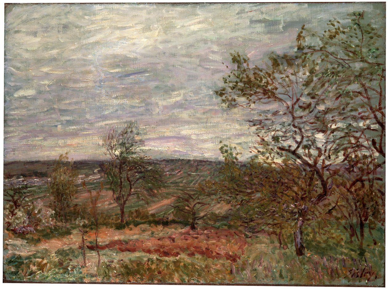 ベヌーでの風の強い日、1882年。 作： アルフレッド・シスレー