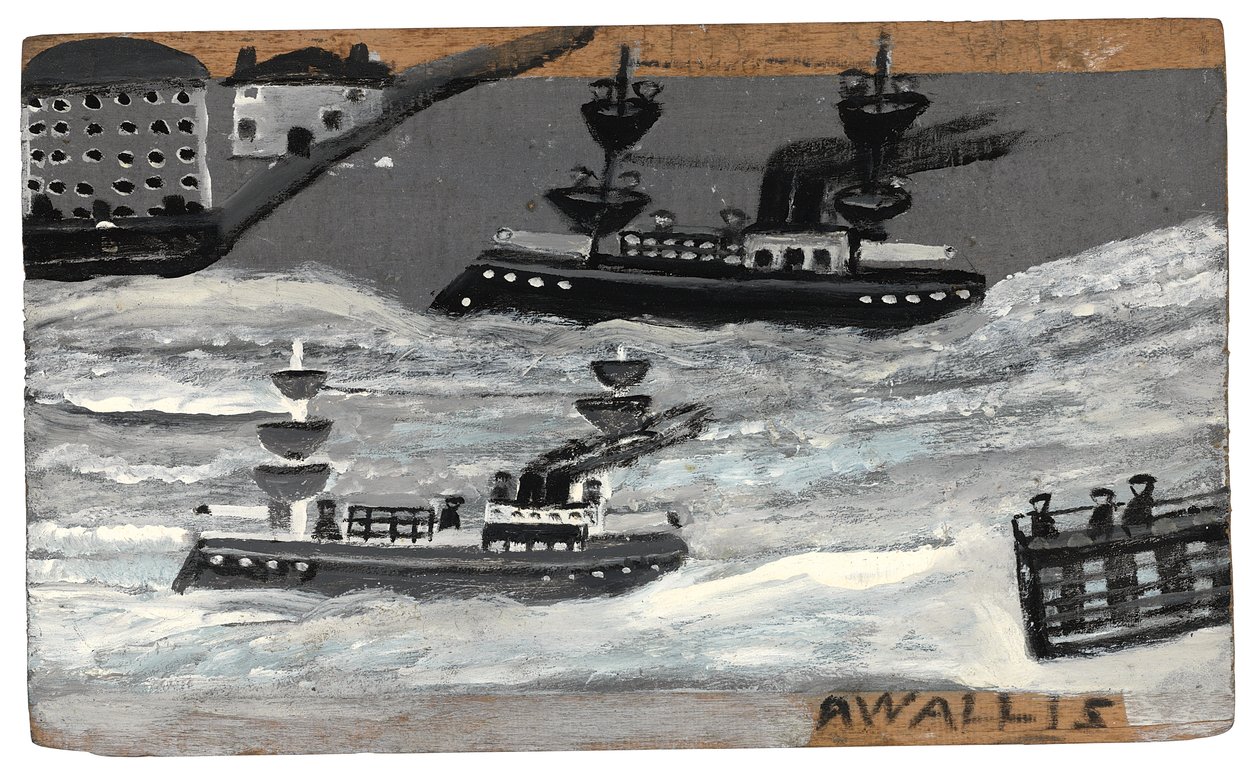 戦時下の砲艦 1855-1942年頃（油彩・パネル） 作： アルフレッドウォリス