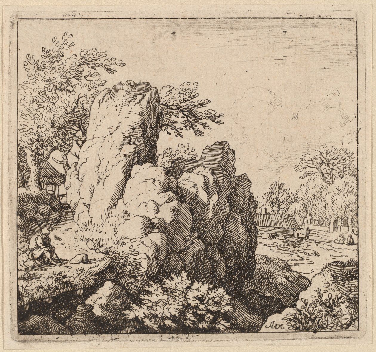 大きな岩、おそらく c. 16451656。 作： Allart van Everdingen