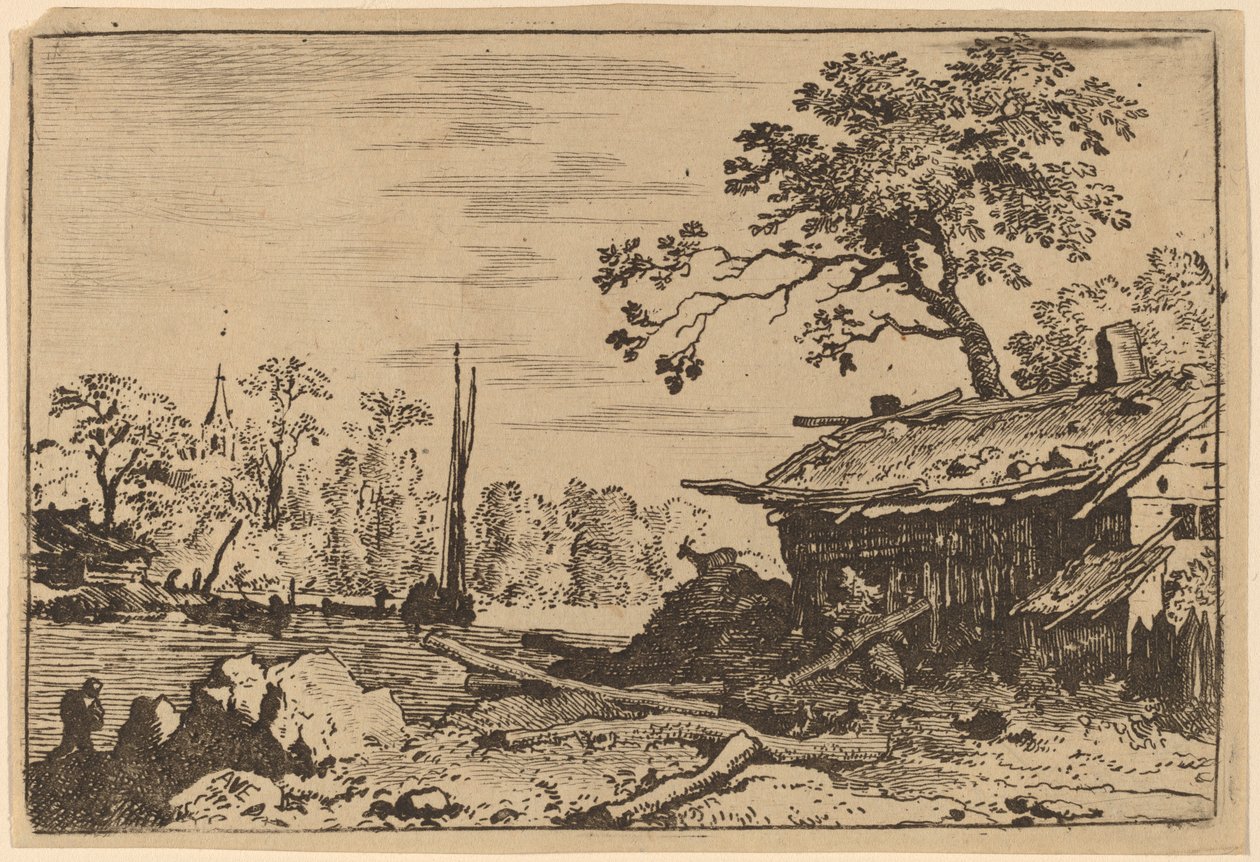 荒廃した小屋、おそらくc。 16451656。 作： Allart van Everdingen