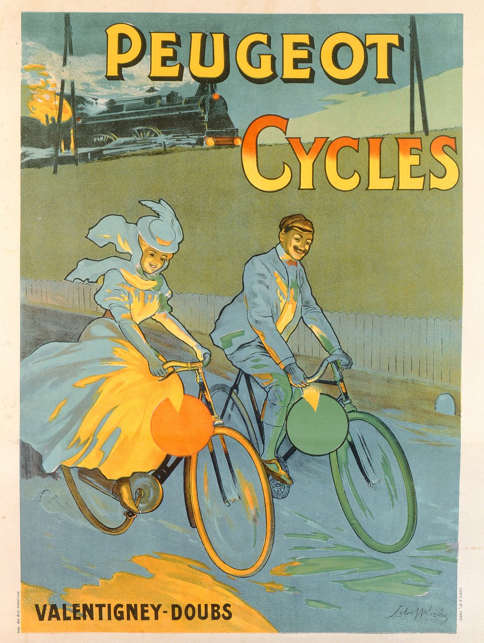 プジョーの自転車を宣伝するポスター (カラー リソ) 作： Almery Lobel Riche