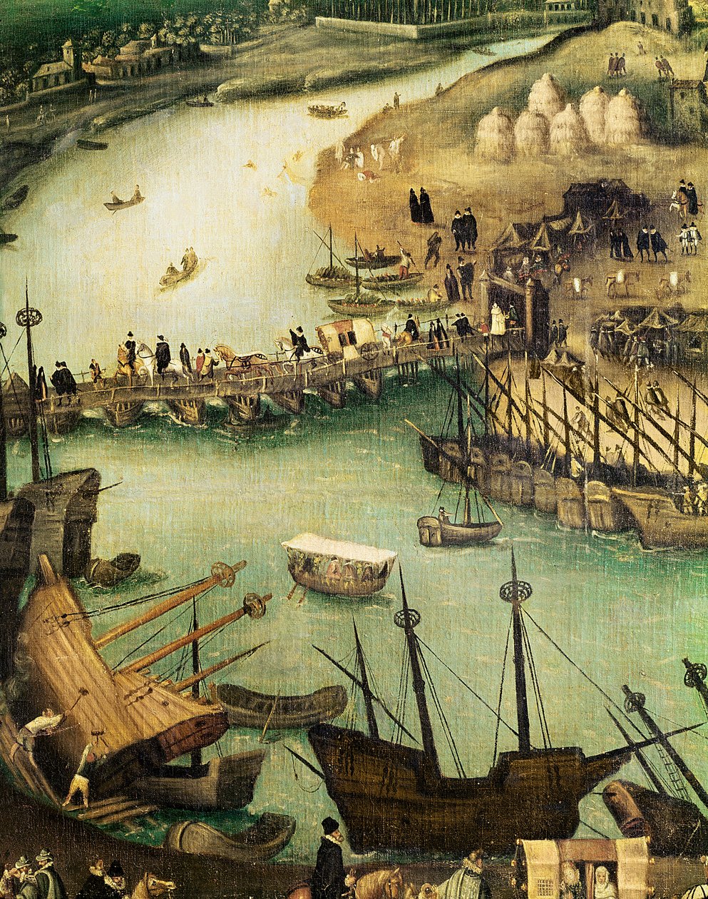 セビリアの港、1590年頃（詳細） 作： アロンソ・サンチェス・コエロ