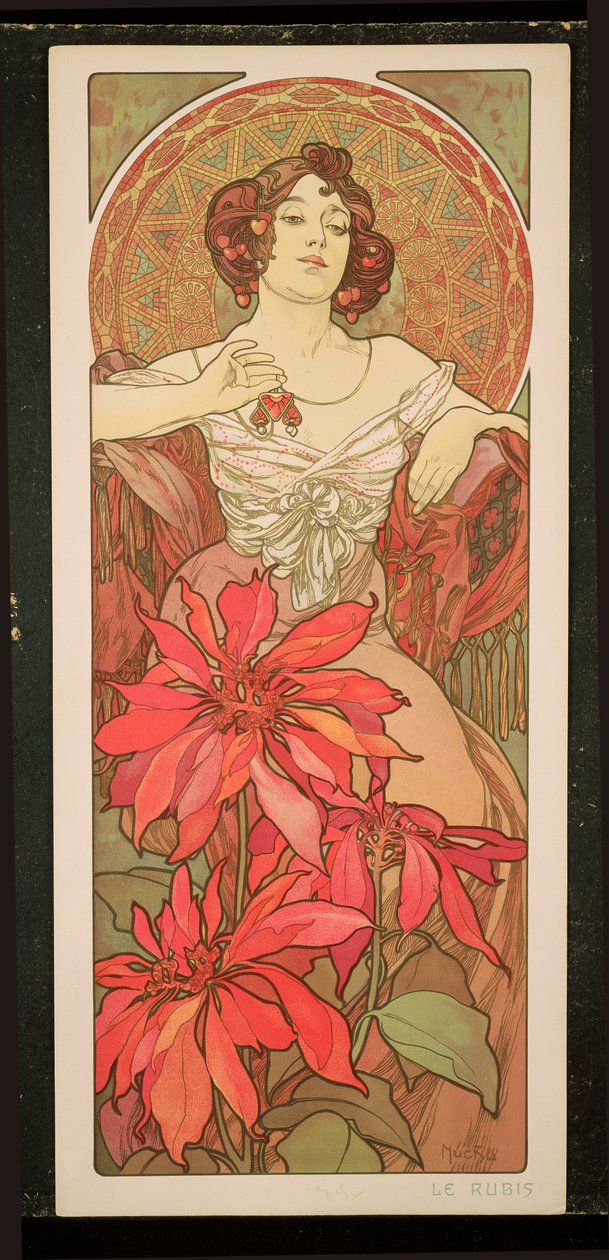 貴石：ルビー、1900 作： アルフォンス・ミュシャ