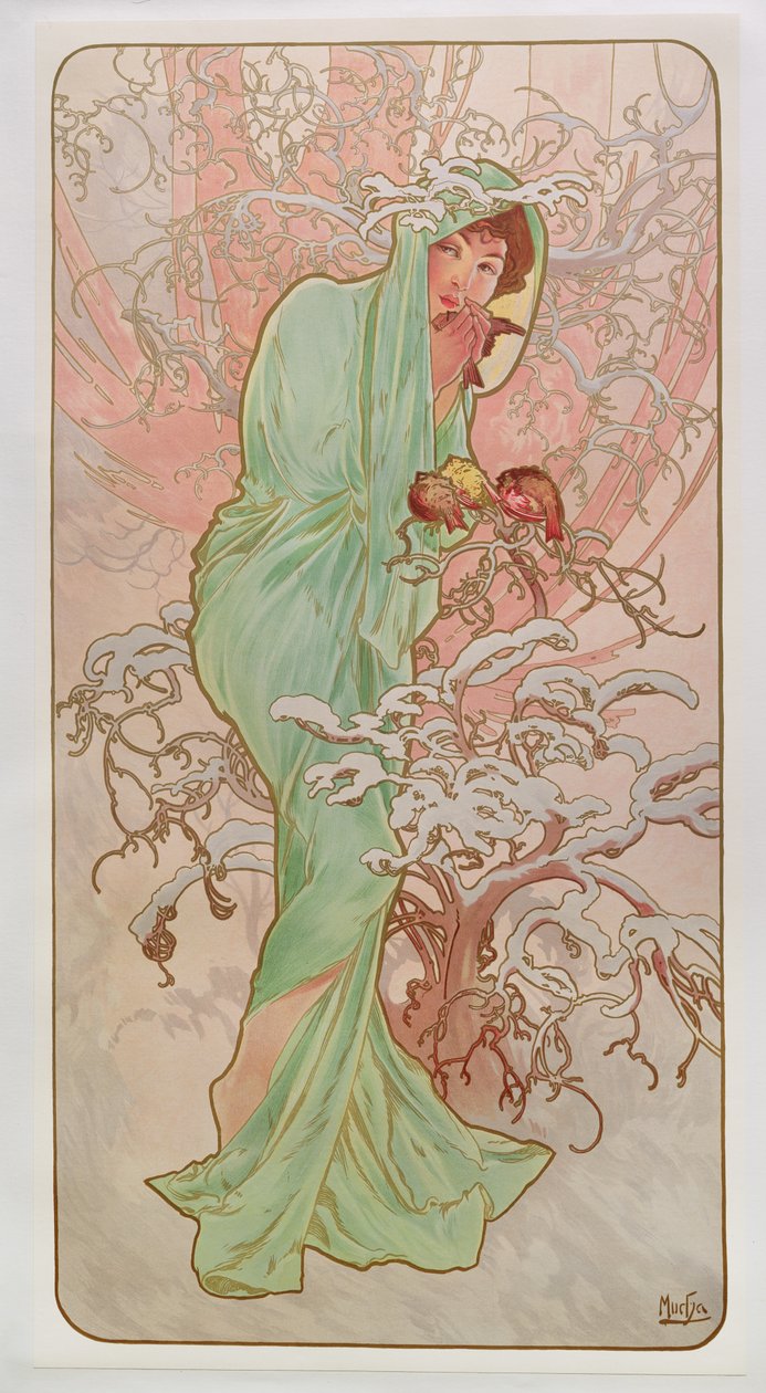 季節：冬、1896 作： アルフォンス・ミュシャ
