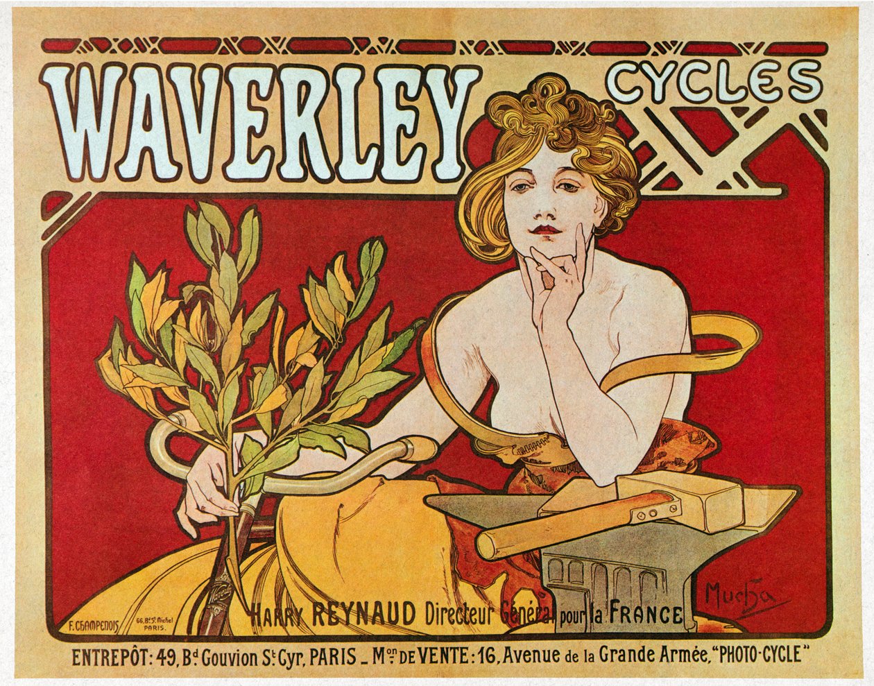 Waverleyサイクルの広告ポスター 作： アルフォンス・ミュシャ