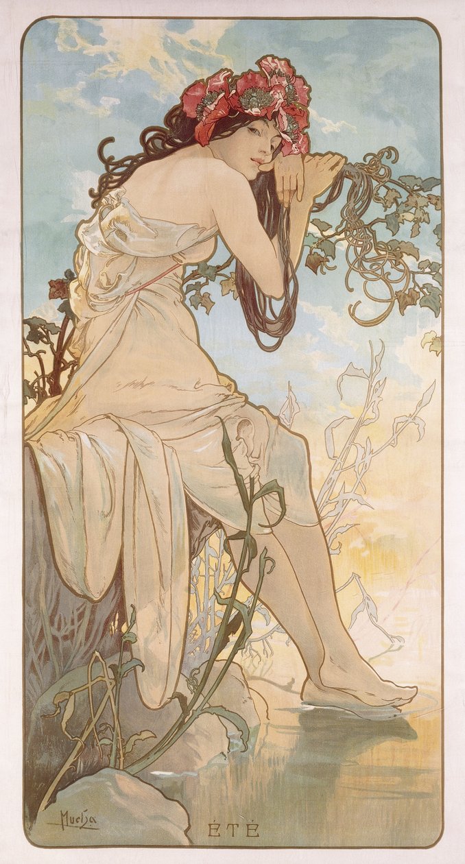 夏;エテ、1896年頃 作： アルフォンス・ミュシャ