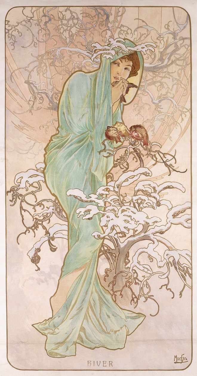 冬;冬、1896年頃 作： アルフォンス・ミュシャ