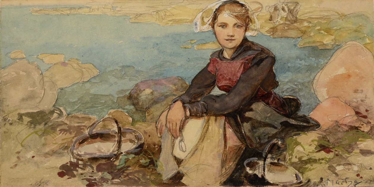 海岸でc。 1900。 作： アルフォンス・ミュシャ