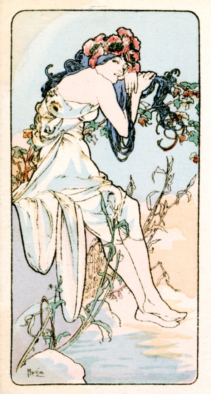 「夏」、1900 作： アルフォンス・ミュシャ