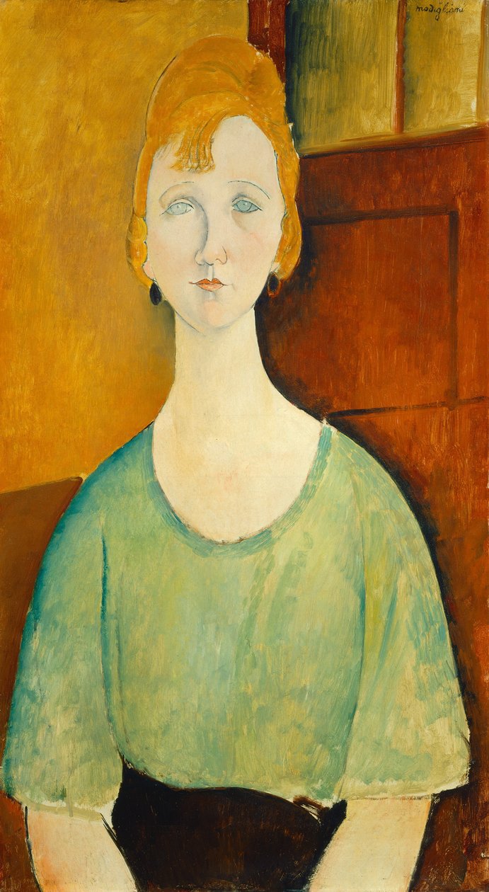 緑のブラウスを着た少女、1917 年。 作： アメデオ・モディリアーニ